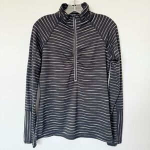 Athleta Black & White Stripe Quarter Zip Medium